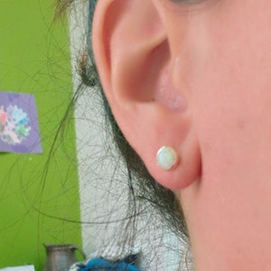 white opal studs 6mm/opal stud earrings 14k image 8
