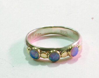 Blue Opal Stackable rings, Multi stone Gemstone Rings ,14k Gold Ring ,Statement rings, Gift ring, Anniversary ring, Bridal set ring