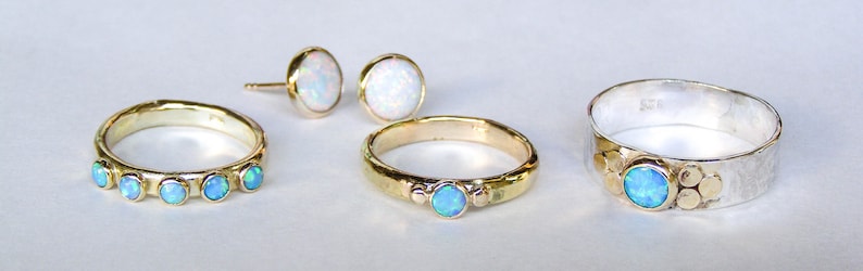 Blue Opal ring,14k solid gold ring ,Handmade engagement Ring, stacking gold ring image 7