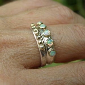 White Opal ring Stackable rings,Multi stone gemstone Handmade rings, Made to order image 4