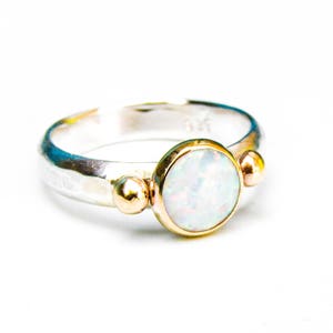 Solitaire White opal ring Engagement Ring gold and silver Promise Handmade ring nickel free