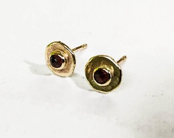 Kolczyki ze złota próby 14K, kolczyki Little Garnet 6 mm
