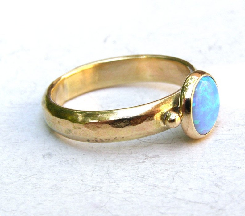 October Birthstone Stackable ring Birthstone ring Statement Opal ring Anniversary Ring Fine 9K jewelry Solitaire Opal ring