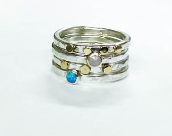 Blue Opal Rings, Gemstone Ring, 925 Sterling Silver Ring, Spinner Ring, Meditation Ring, Handmade Ring For Women, Promise Ring, Gift For Her