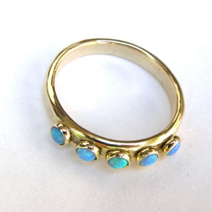 Blue Opal ring,14k solid gold ring ,Handmade engagement Ring, stacking gold ring image 3