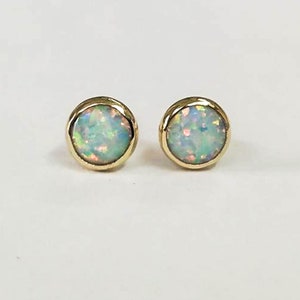 white opal studs 6mm/opal stud earrings 14k image 6