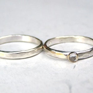 Silver Sterling Bridal Sets, 925 silver sterling wedding band, Handmade jewelry made to order image 9