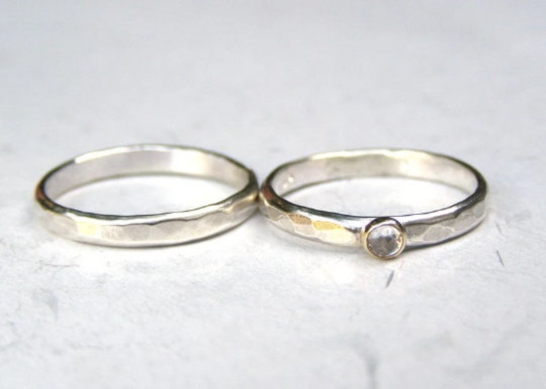 Silver Sterling Bridal Sets, 925 silver sterling wedding band, Handmade jewelry made to order image 9