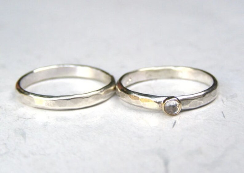 Silver Sterling Bridal Sets, 925 silver sterling wedding band, Handmade jewelry made to order image 7