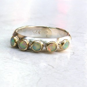 White Opal ring Stackable rings,Multi stone gemstone Handmade rings, Made to order image 3