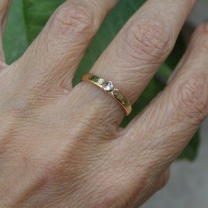 Handmade engagement ring ,14K solid gold ring with White Topaz stone, solitare ring image 4