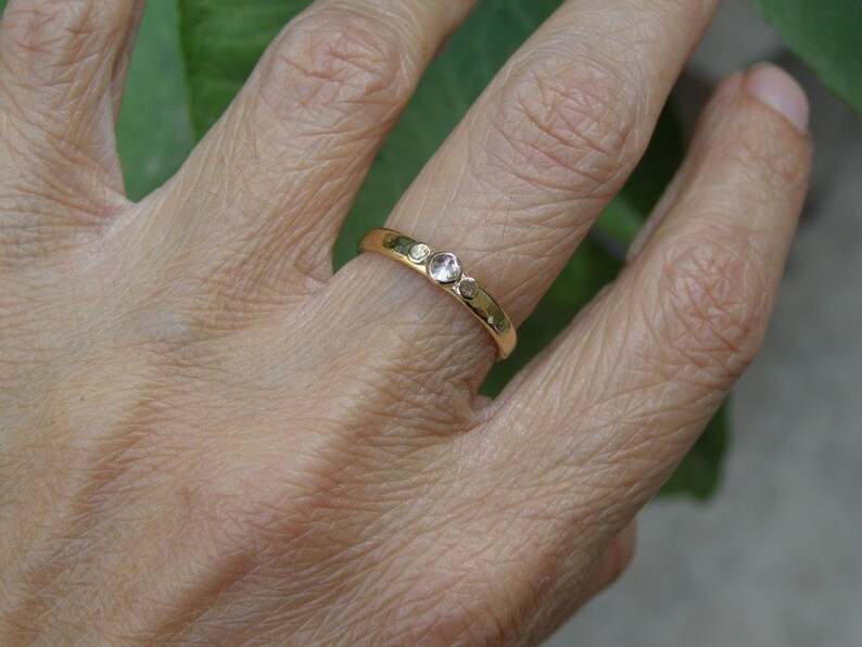 Handmade engagement ring ,14K solid gold ring with White Topaz stone, solitare ring image 4