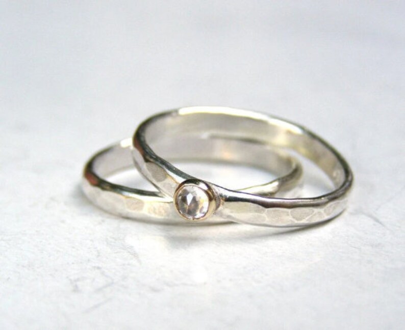 Silver Sterling Bridal Sets, 925 silver sterling wedding band, Handmade jewelry made to order image 6