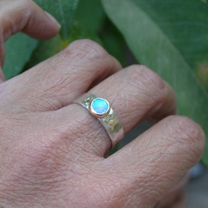 Blue Opal Ring Solitaire rings Natural Ethiopian Opal Solid 925 Sterling Silver Band For Women Handmade Opal Ring For Anniversary Gifts image 5