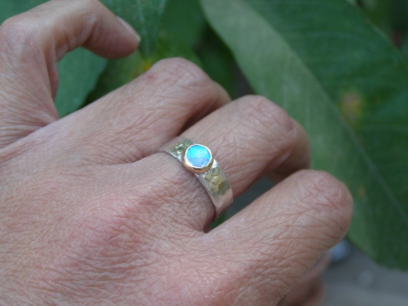 Blue Opal Ring Solitaire rings Natural Ethiopian Opal Solid 925 Sterling Silver Band For Women Handmade Opal Ring For Anniversary Gifts image 5