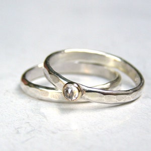 Silver Sterling Bridal Sets, 925 silver sterling wedding band, Handmade jewelry made to order image 1