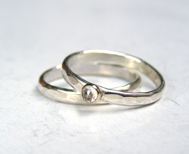 Silver Sterling Bridal Sets, 925 silver sterling wedding band, Handmade jewelry made to order image 1