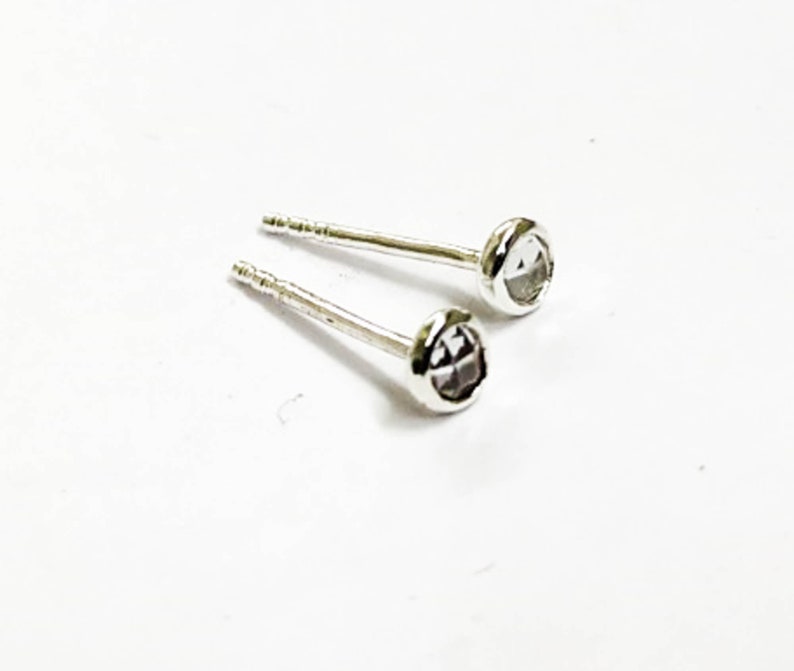 SilverSterling Stud Earrings 3 mm, Silver Studs, Topaz earrings, Minimalist stud earrings image 3