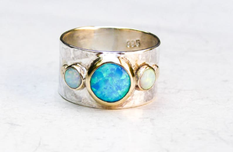 White Opal ring 14K Solid Gold Dainty Gold Ring October Birthstone Statement Gemstone Gold Ring Solitaire Opal Ring Handmade image 6