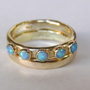 Blue Opal ring,14k solid gold ring ,Handmade engagement Ring, stacking gold ring image 4