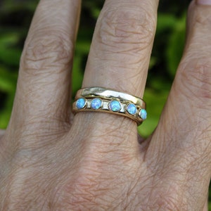 Blue Opal ring,14k solid gold ring ,Handmade engagement Ring, stacking gold ring image 5