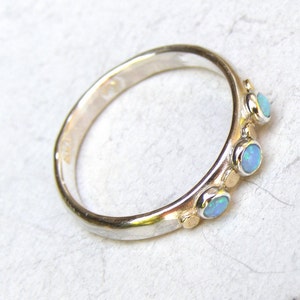 Blue Opal ring ,Silver Sterling Ring, Anniversary ring ,Christmas gift ,Stackable ring, October Birthstone ring, Birthday gift image 4