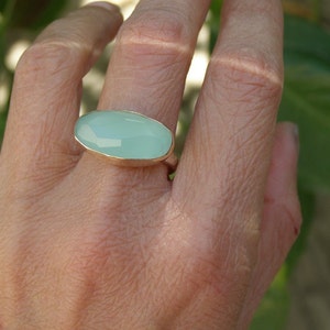 Aquamarine cocktail Ring, 925 Silver sterling bands and 14k Gold ring Statement rings image 4