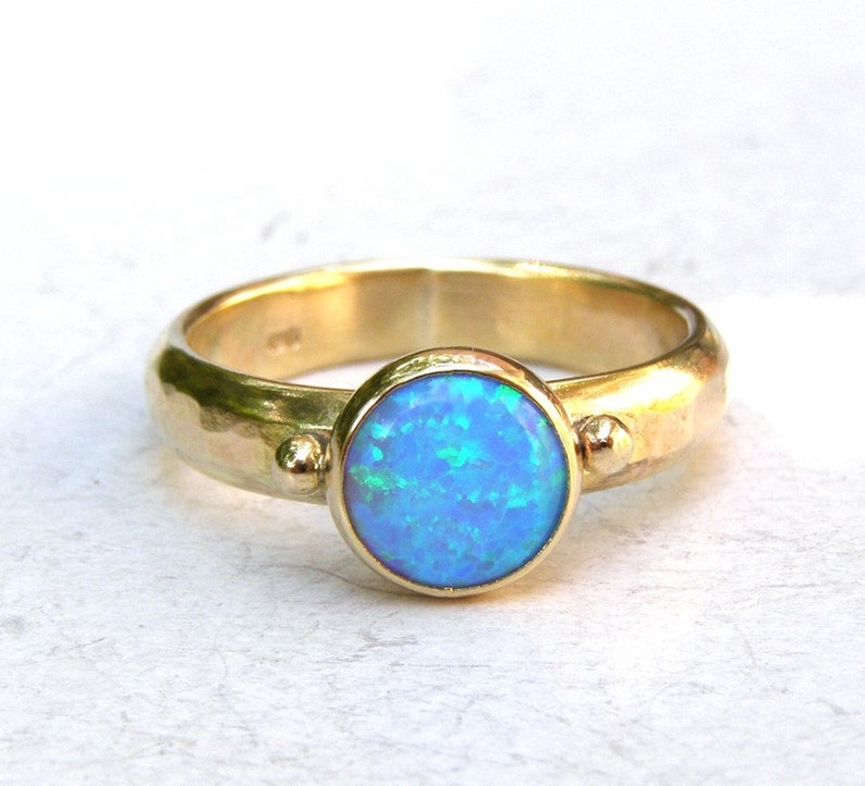 October Birthstone Stackable ring Birthstone ring Statement Opal ring Anniversary Ring Fine 9K jewelry Solitaire Opal ring
