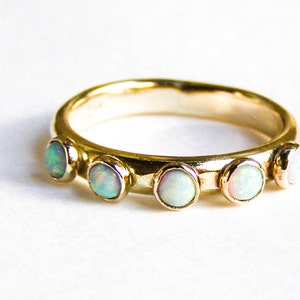 White Opal ring , 14k solid gold ring, Engagement ring Handmade  gift for her