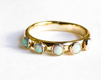 White Opal ring , 14k solid gold ring, Engagement ring Handmade  gift for her