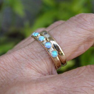 Blue Opal ring,14k solid gold ring ,Handmade engagement Ring, stacking gold ring image 6