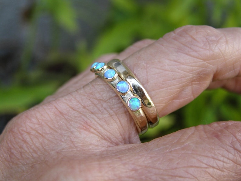 Blue Opal ring,14k solid gold ring ,Handmade engagement Ring, stacking gold ring image 6