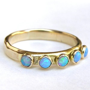 Blue Opal ring,14k solid gold ring ,Handmade engagement Ring, stacking gold ring image 2