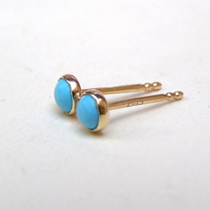 Tiny turquoise stud earrings, blue stud earrings, round dainty earrings, teeny tiny silver studs, everyday earrings, child earrings children image 3