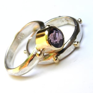 Amethyst ring, Bridal sets,  Set wedding ring , Engagement set rings, Amethyst Gemstone ring, gold ring, wedding set, gift for her