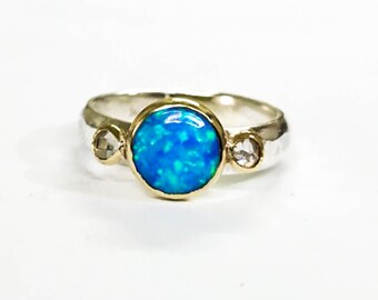 Unique Engagement Ring, Opal Ring, Gold and Silver Engagement Ring, graduation gifts, Gemstone Ring, Anniversary Ring