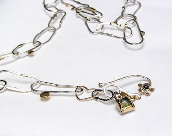 Silver sterling Necklace, Gold and silver Pendant, Mother’s Day necklace, Designed necklace, Birthday gift, Anniversary gift, Gold necklace