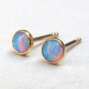 Blue Opal Stud Earrings, Handmade jewelry, Blue Opal Stud ridesmaid gifts ,Stud Earrings ,Opal Stud Earrings