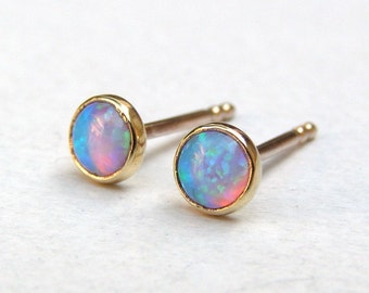 Blue Opal Stud Earrings, Handmade jewelry, Blue Opal Stud ridesmaid gifts ,Stud Earrings ,Opal Stud Earrings