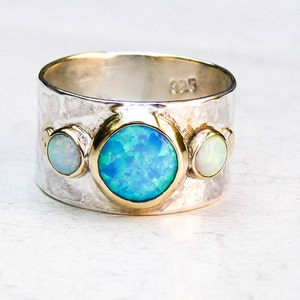 Multi stone gemstone Opal ring /Opal ring /Silver sterling Bands/ personalized gifts for mom