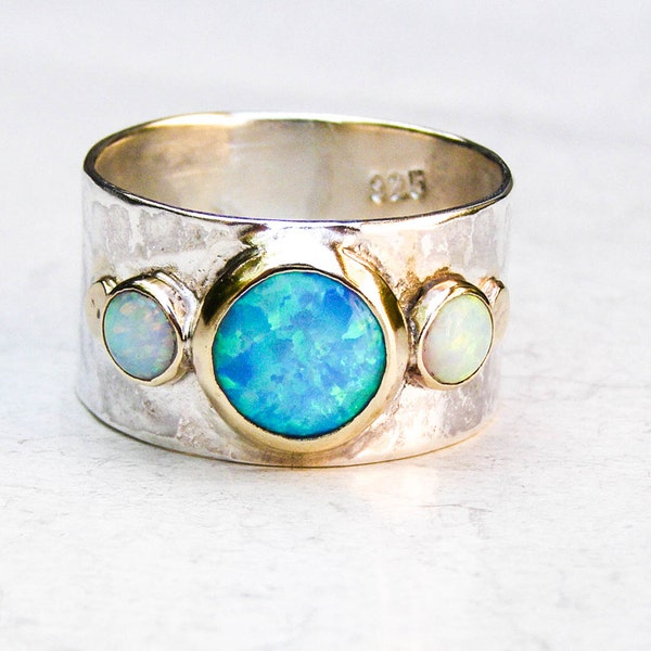 Multi stone gemstone Opal ring /Opal ring /Silver sterling Bands/ personalized gifts for mom