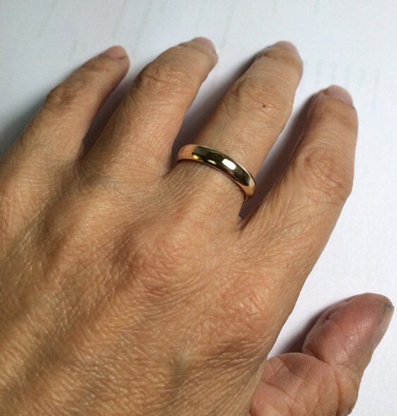 4MM Hammered Wedding bands Solid Gold 9K Ring Unisex Wedding Band