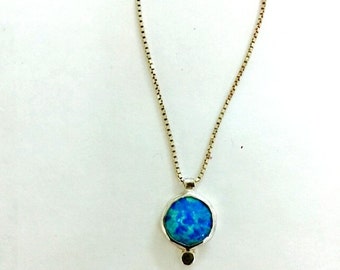 Opal Necklace, Opal Pendant, Gift for her, 10mm Blue Opal Necklace, October Birthstone, Australian Opal, Organic Opal, Opal Silver Necklace