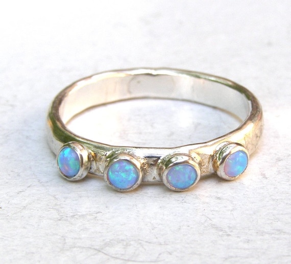 Opal ring Blue Opal stacking ring gemstone ring fine Etsy