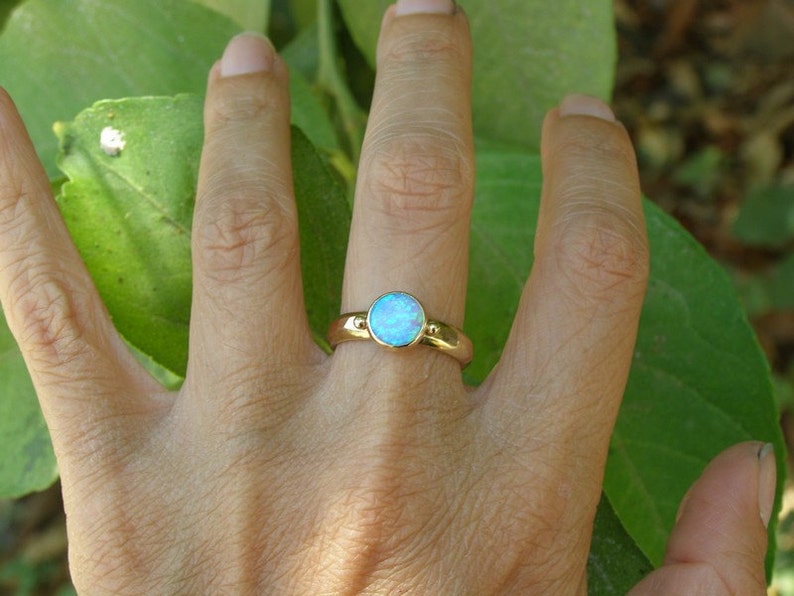 October Birthstone Stackable ring Birthstone ring Statement Opal ring Anniversary Ring Fine 9K jewelry Solitaire Opal ring