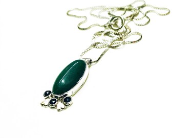 Green stone and Onyx Necklace, Green Pendant, Gift for her, Gold and silver Necklace, Onyx Necklace ,gift for her, october birthstone