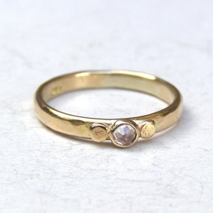 Handmade engagement ring ,14K solid gold ring with White Topaz stone, solitare ring image 3