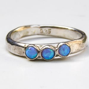 Sterling silver with Blue Opal Stacking ring  Handmade Gift
