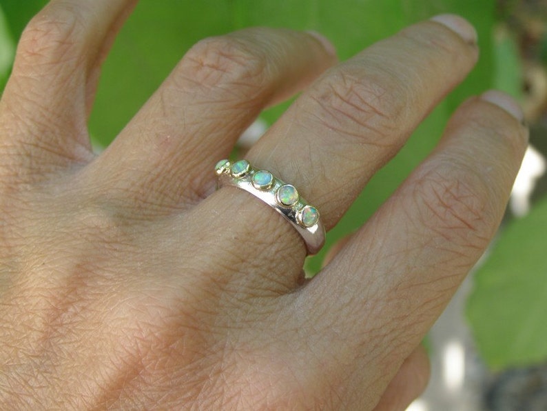 White Opal ring Stackable rings,Multi stone gemstone Handmade rings, Made to order image 5