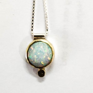 White Opal Necklace, Opal Pendant, Gift for her,  Opal Necklace, October Birthstone, Australian Opal, Gold and silver opal Necklace